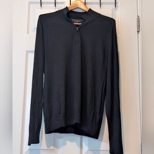 Banana Republic Men's Black Half Zip Silk And Cashmere Sweater Large $45